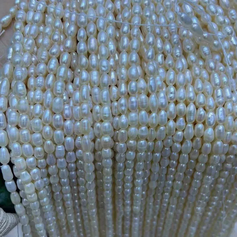 ELEISPL Wholesale 10 Strands Small  4-5mm Rice Freshwater Pearls Loose Strings #SY0003