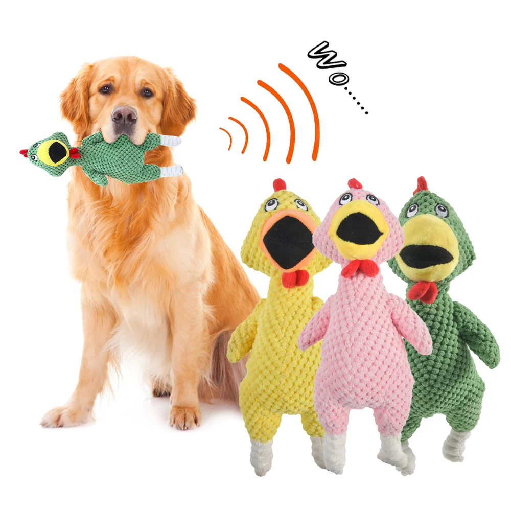 

Screaming Chicken Pets Dog Toys Squeaky Sound Funny Plush Chew Toy Stuffed Animals Dog Toys