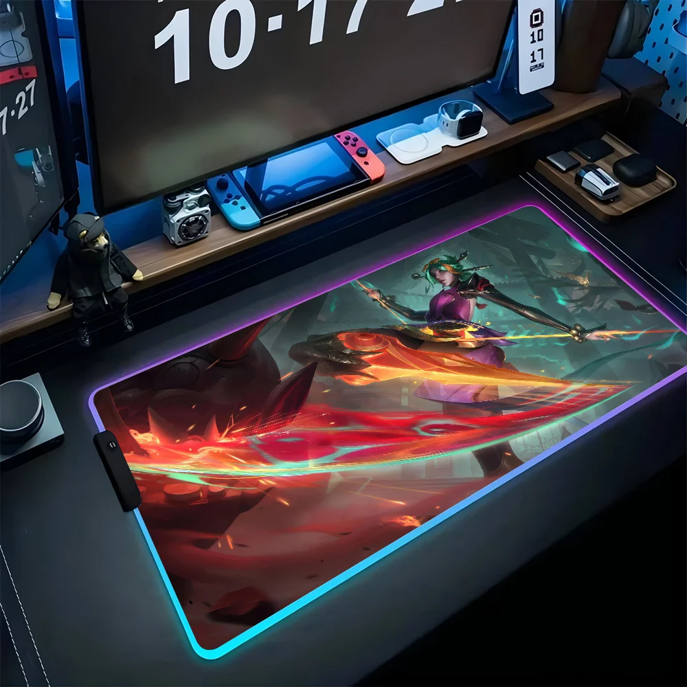 Fiend Queller League of Legends game Mousepad XXL RGB Gaming Mouse Pads HD Black Gamer Accessories Large LED