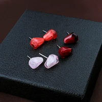 minar cute resin simulation pomegranate seeds stud earrings for women pink red food fruit small statement earrings sweet jewelry