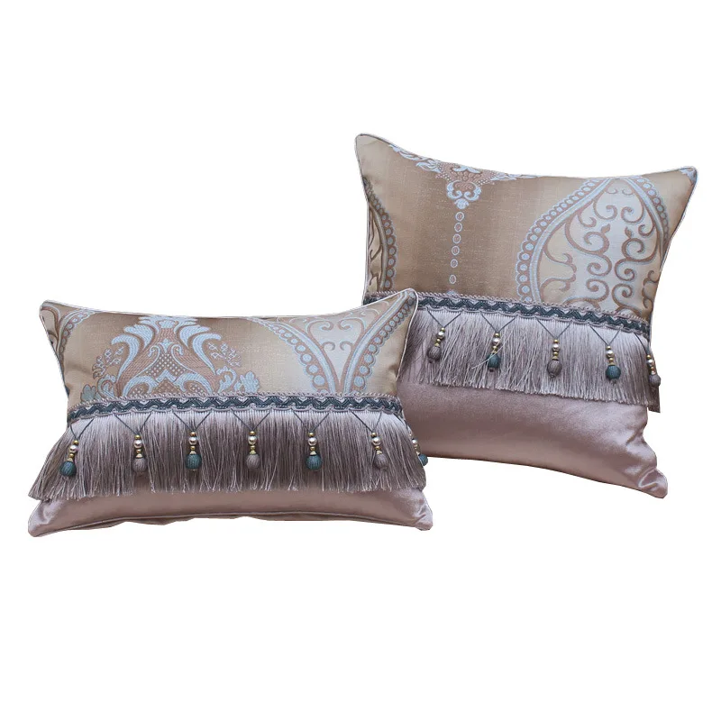 

jacquard cushion cover tassel lumbar pillowcase pillow cover backrest 30x45/45x45/50x50/40x60/50x70/60x60cm