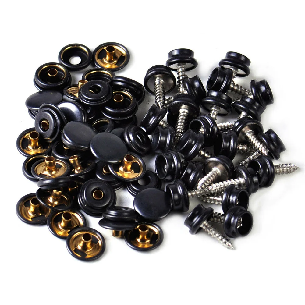 

75PCS Snap Button Screw Fastener Sockets Press Snap Cap Self-tapping Screw Studs