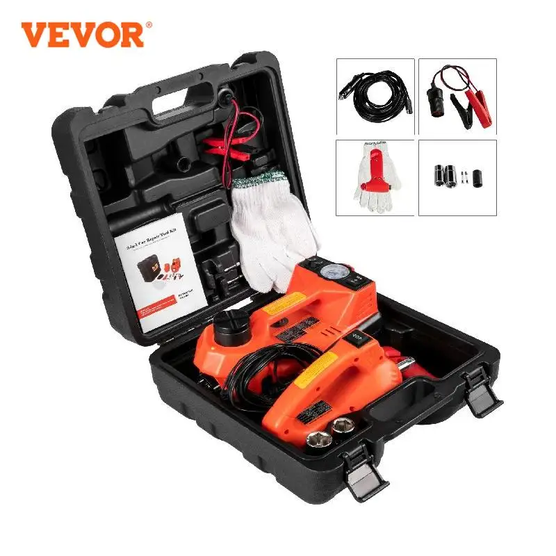 VEVOR Cric Électrique 12 V 5 T Auto avec Lampe de Poche à LED et Pompe à Air Hauteur 155-450 /