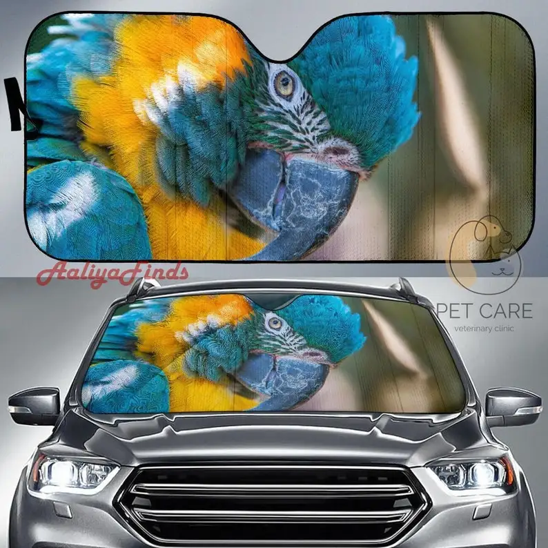 

Blue And Yellow Macaw 5K Hd Car Sun Shade Gift Ideas 2022