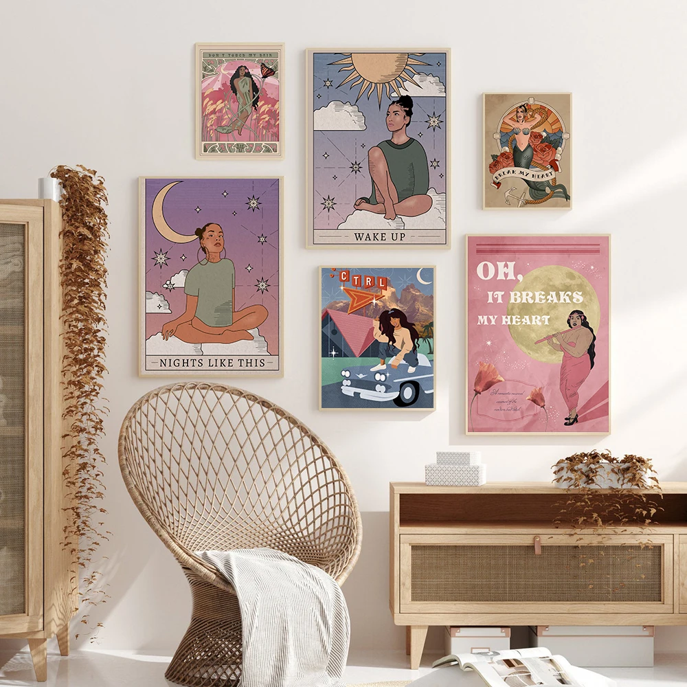 

Jhene Aiko Poster Music Singer Kehlani and Solange Canvas Painting Abstract Wall Pictures for Living Room Decoration Home Decor