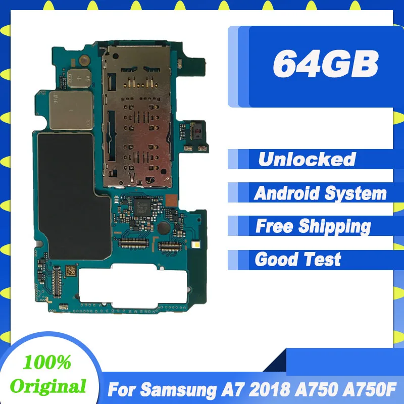 Оригинальная разблокированная материнская плата для Samsung Galaxy A7 2018 A750F1SIM/2SIM с
