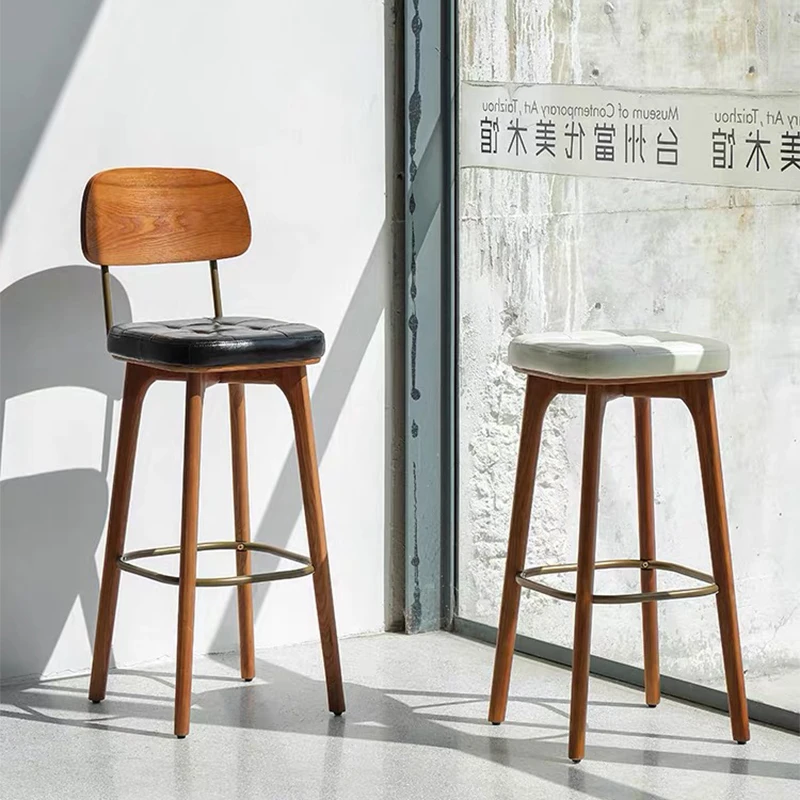 

Reinforce Luxury Bar Stool Nordic Wood Stylish Counter Modern Office Chair Reception Minimalist Cadeiras De Bar Home Furnishings