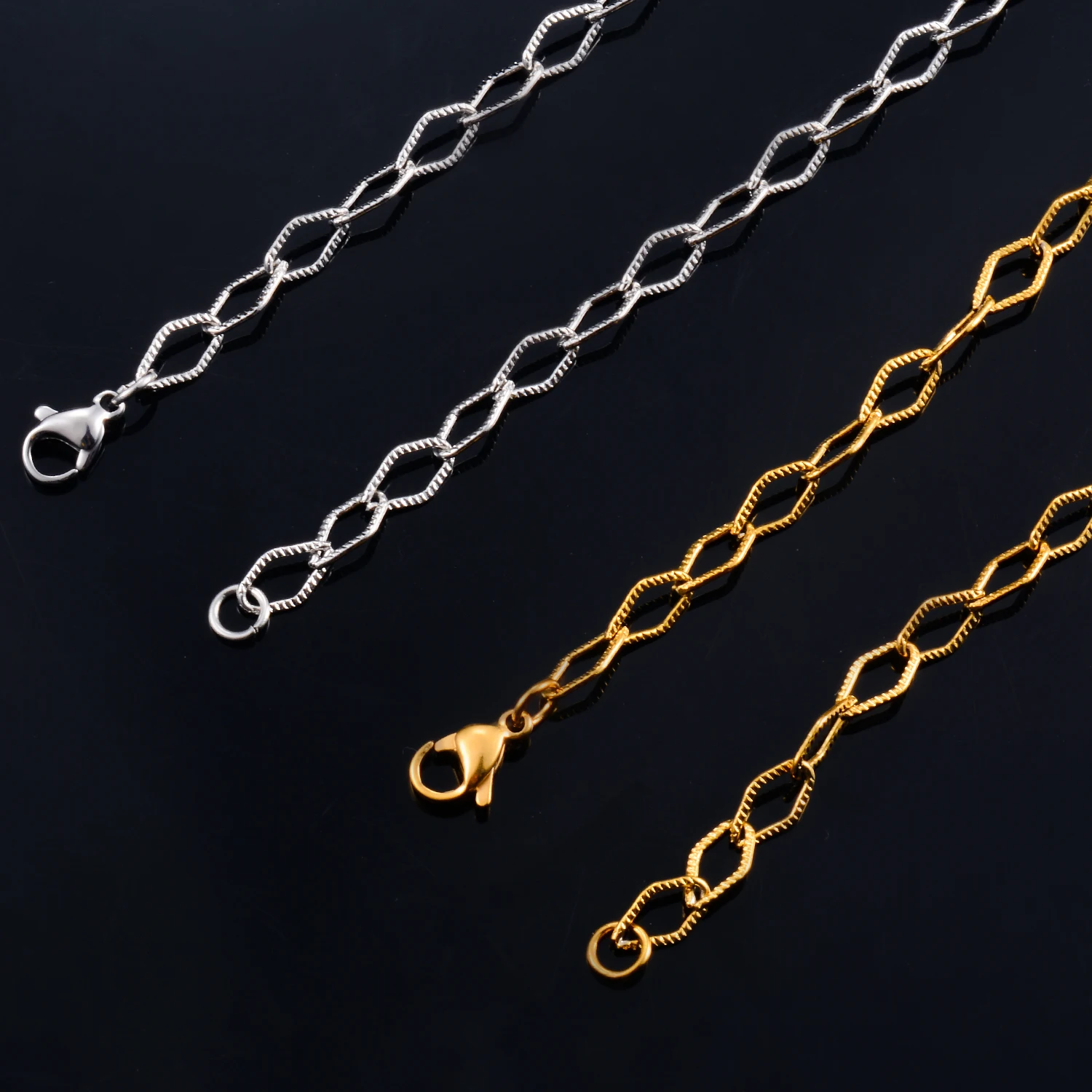 Цепочка Из Нержавеющей Стали с ромбовидными звеньями колье ручной работы