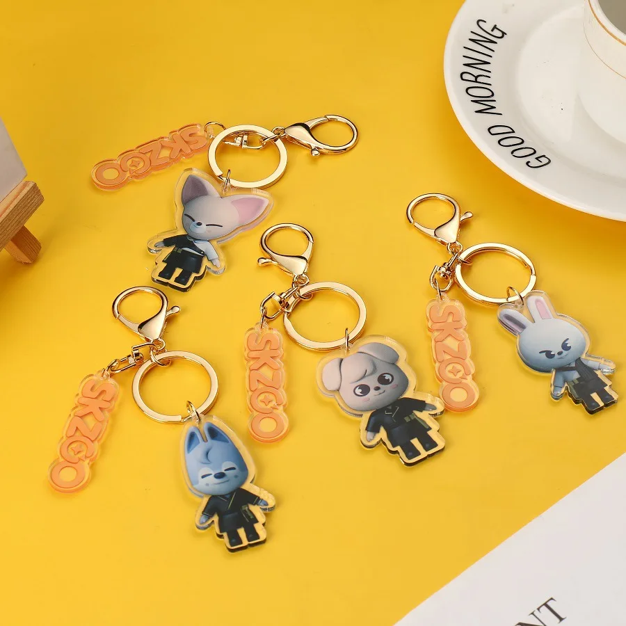 

New Cartoon Skzoo Keychain Kpop Stray Kids Toys Kawaii Skzoo Acrylic Cute Straykids Keyring Pendant Fans Collection