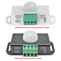 infrared human body sensor wide voltage 12v 24v 6a 8a pir motion sensor switch led light with infrared sensor switch module