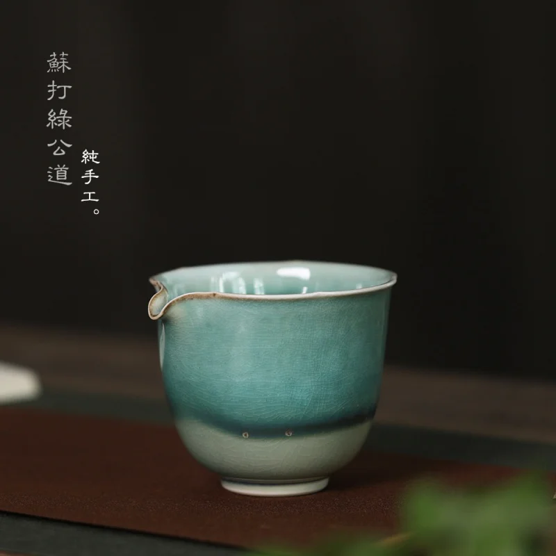 

Jingdezhen Water Good Hand Made Tea Pot Soda Burning Green Glaze Pitcher Blue Glaze Ancient Simple Tea Ware Works 200cc
