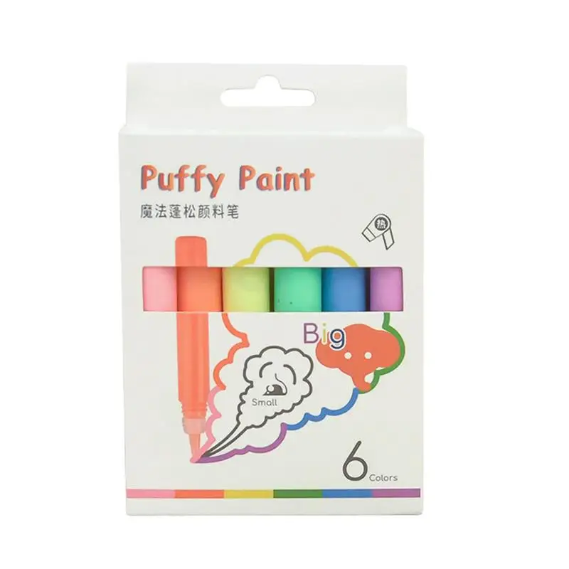

Bubble Puffy Color Pens 6pcs Heat Activated DIY Colorful Popcorn Pens For Art Paints Graffiti Accessories Doodling Pens Work On
