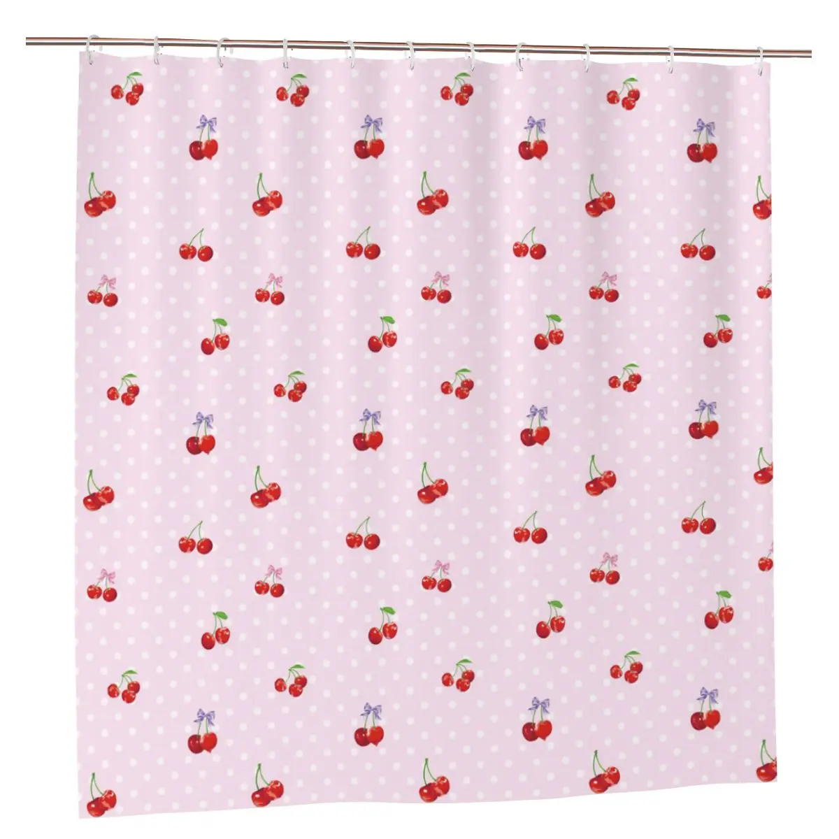 

Pink Cherry Shower Curtain Home Bath Curtain Cute Printing Polyester Waterproof Curtain