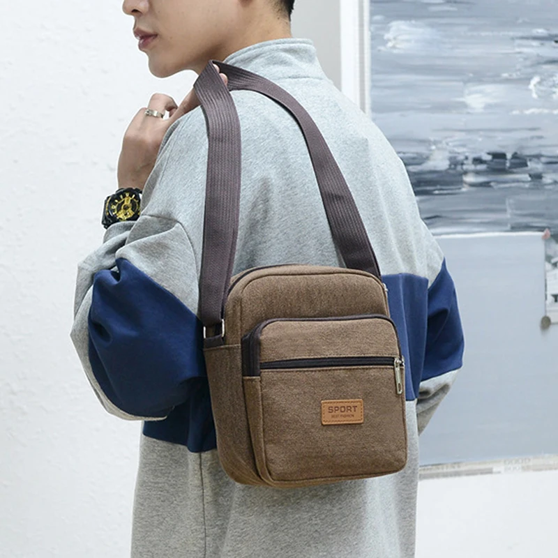 

Мужская сумка через плечо в деловом стиле, модная холщовая вместительная сумка-мессенджер в Корейском стиле на одно плечо
