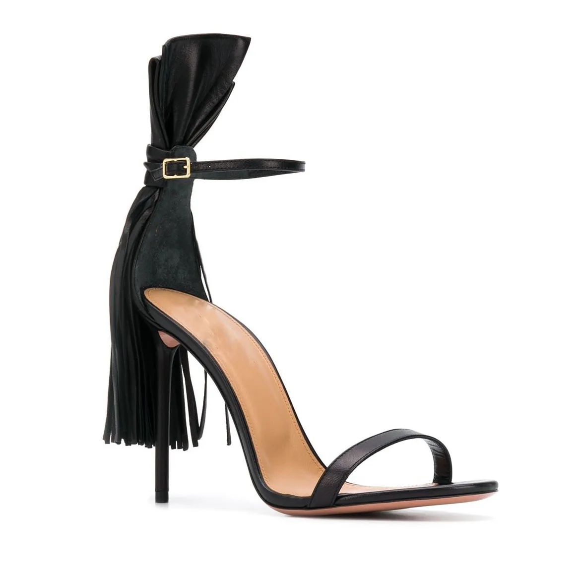 

Black Fringe Open Toe High Heels Stiletto Bow Sandals Women Catwalk Roman Shoes Custom Plus Size Sandalias Mujer Verano Zapatos