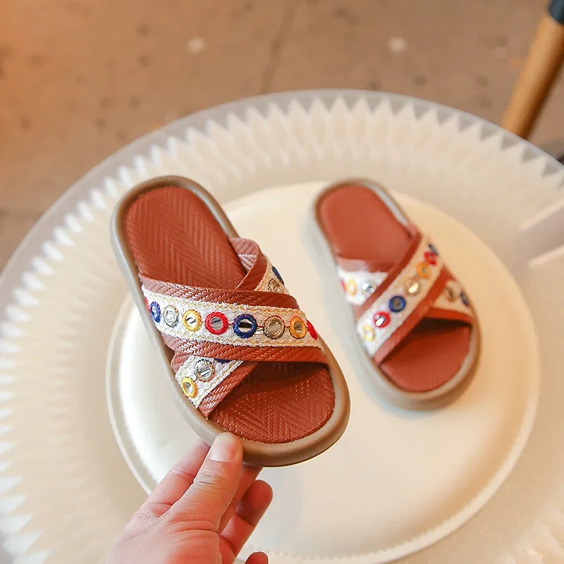 Мюли детские без застежек летние Нескользящие с открытым носком повседневные