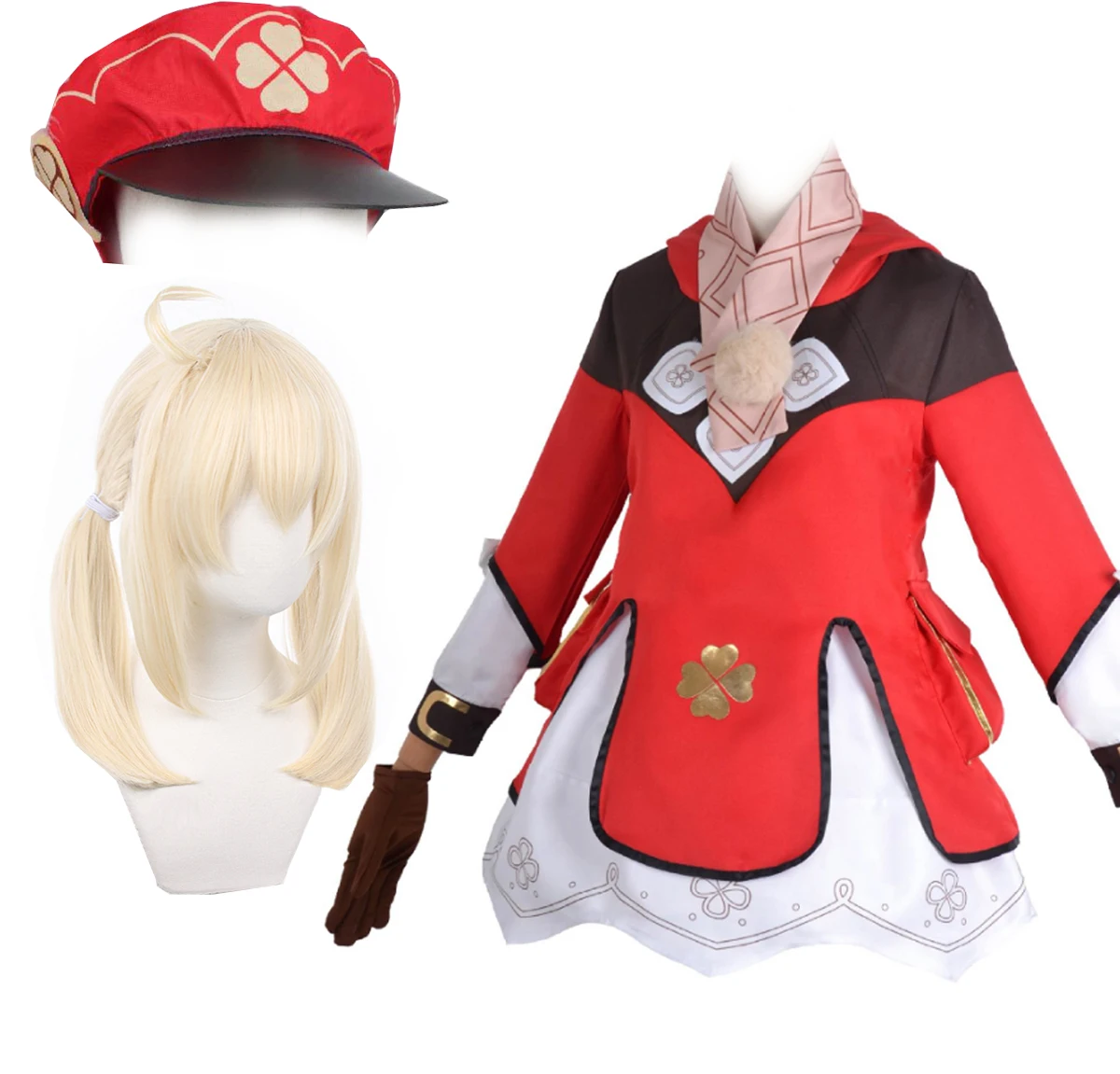 

HOLOUN Genshin Impact Klee Game Anime Cosplay Wig Headwear Backpack Hat Fancy Dress Halloween Costume Christmas Drag Party Gift