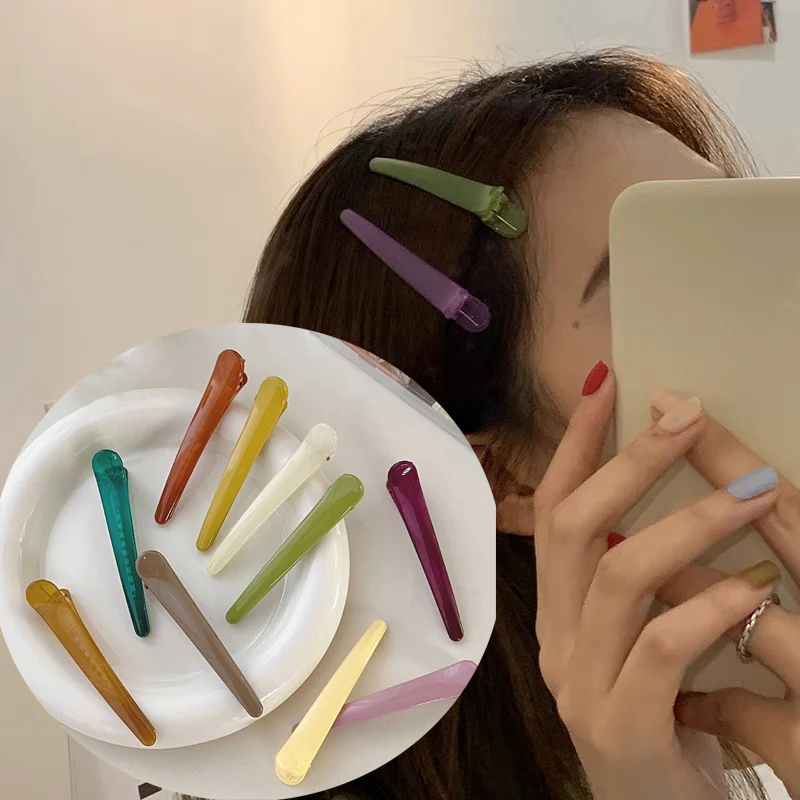 

1Pcs Candy Colors Duckbill Clip Professional Hairdressing Salon Hairpins Plastic DIY Hair Care Hair Clamps Styling Tools