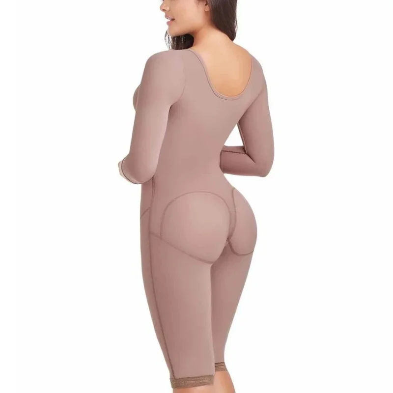 Women's Corset Postpartum Post Liposuction High Compression Long Sleeves Front Closure Bodysuit Skims Fajas Colombianas