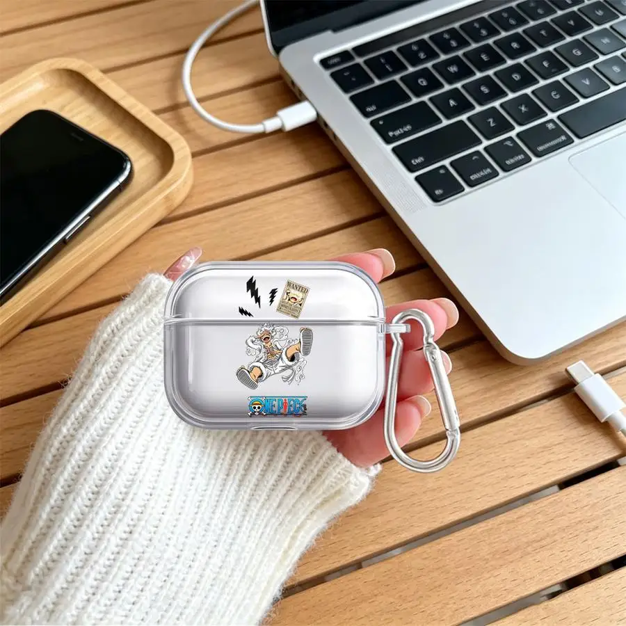 Фото Чехол для Airpods 2 Pro3 Pro2 4 3 1 Pro, прозрачные чехлы для наушников, чехол в стиле аниме One-Pieces Luffys №4