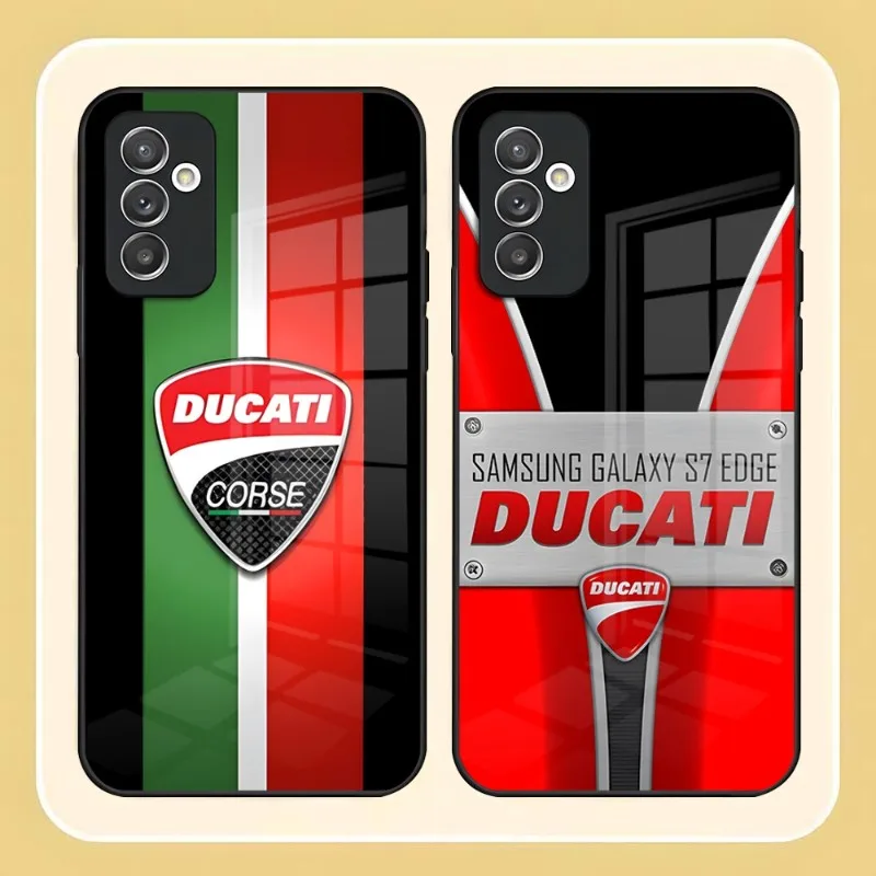 

D-Ducati Carbon Motorcycle Phone Case For Samsung A52 A22 A21 A71 A20 A31 A12 A51 A40 A32 A72 A30 A81 Glass Design Back Cover