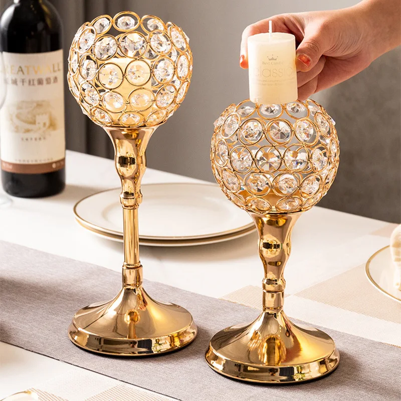 

Nordic Romantic Crystal Candlestick Ornaments Wedding Household Aromatherapy Candle Holder Candlelight Dinner Props