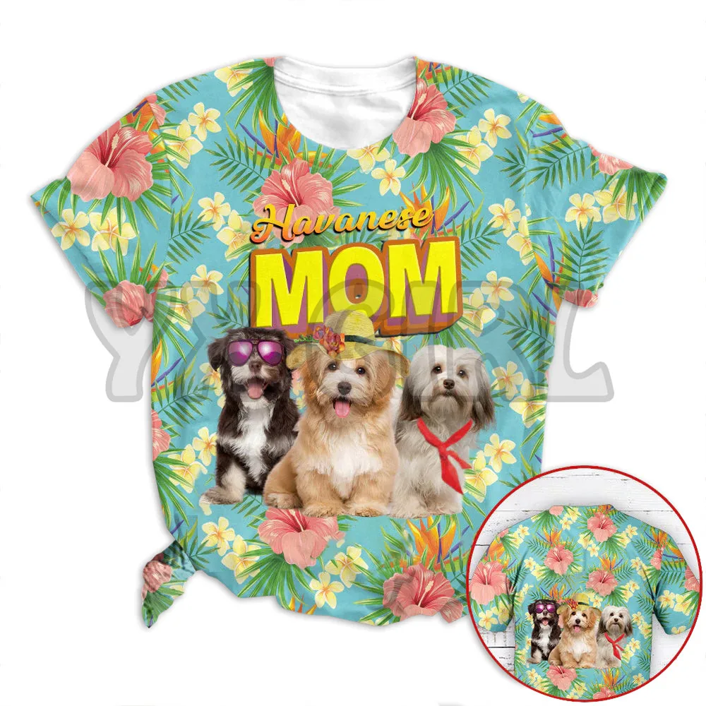 

2022 Summer Fashion Men t shirt Havanese Mom Tropical 3D All Over Printed T Shirts Funny Dog Tee Tops shirts Unisex Tshirt