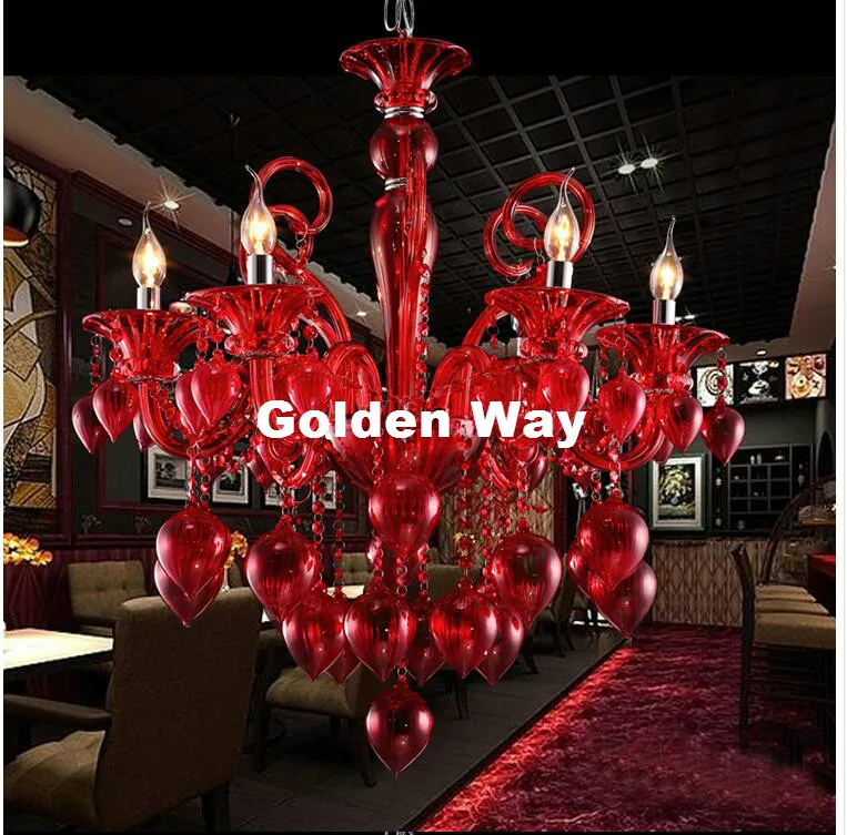 

Newly Modern 6L Colorful Chandelier Lamps For Coffee Shop Wedding Bar Blue Red Yellow Glass Ball Lamp Decoration LED Chandelier