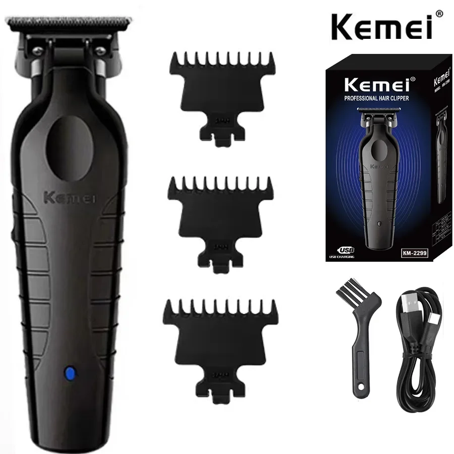 

Kemei 2299 Barber Cordless Hair Trimmer 0mm Zero Gapped Carving Clipper Detailer Professional Electric Finish Cutting Machine