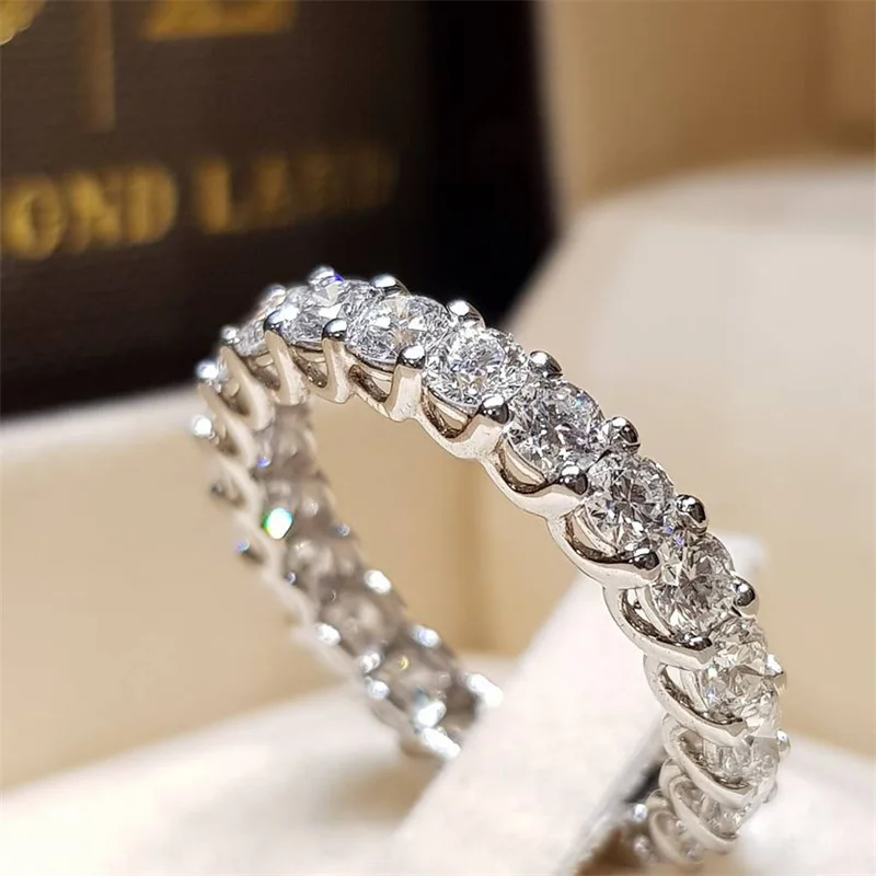 

Exquisite Luxury Silver Colors Rings for Women Trendy Metal Inlaid White Zicron Wedding Engagement Jewelry