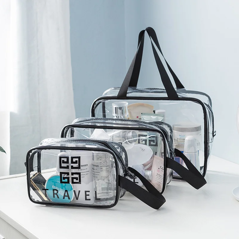 

Женская косметичка, вместительная портативная дорожная сумка для мытья, водонепроницаемая прозрачная сухая и влажная отдельная сумка для ...