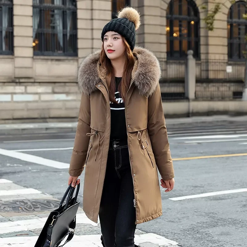 Jacket winter new down padded jacket women's middle and long Korean waist size plus down padded jacket 2016 enlarge