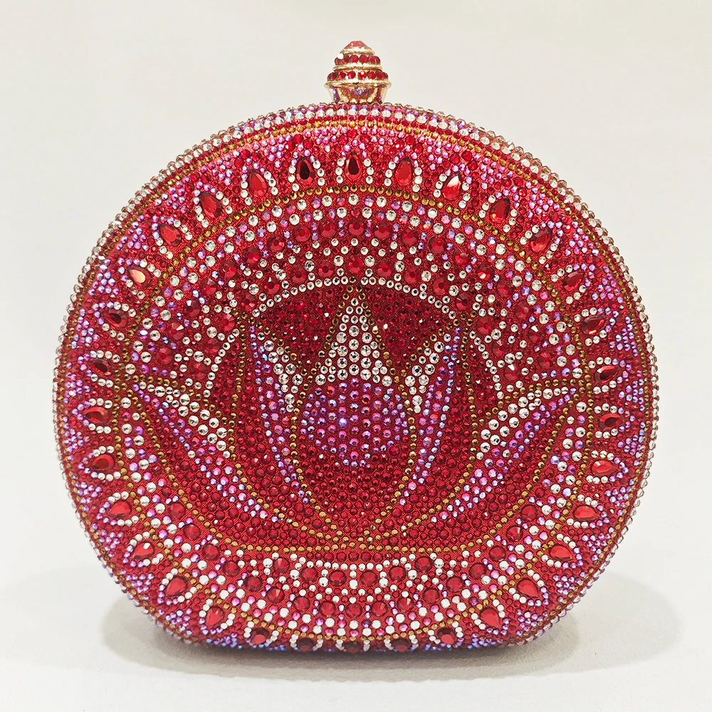 Женский Круглый клатч с кристаллами синяя/фиолетовая Свадебная Сумка-клатч