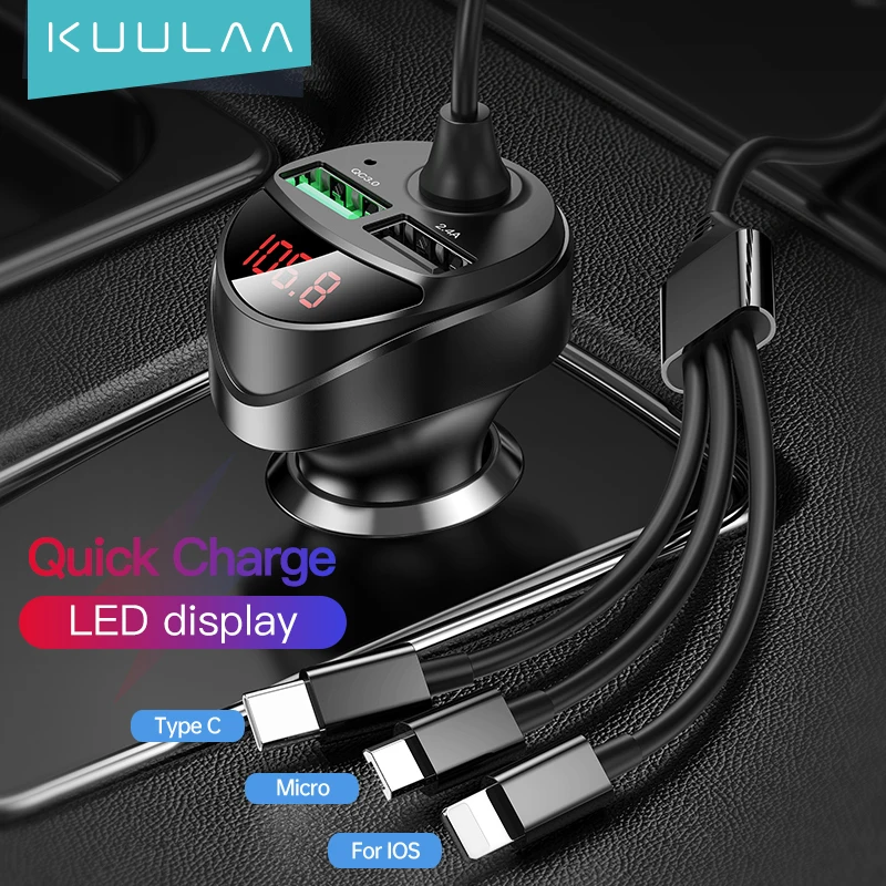

Автомобильное зарядное устройство KUULAA USB PD QC, устройство для быстрой зарядки телефона, адаптер для iPhone 13, 12, 11 Pro Max, Xiaomi, Samsung, Huawei