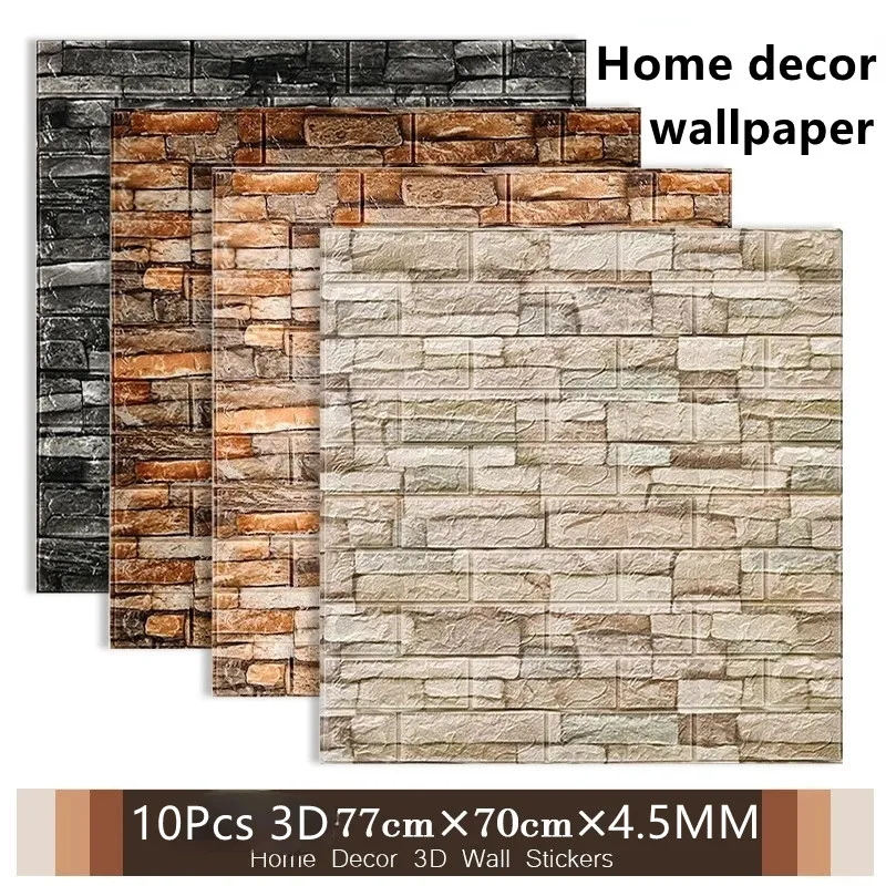 

10pcs 3D Self Adhesive Wall Stickers LivingRoom Bedroom Children's Room Peel and Stick Wallpaper Home Luxury Background Decor