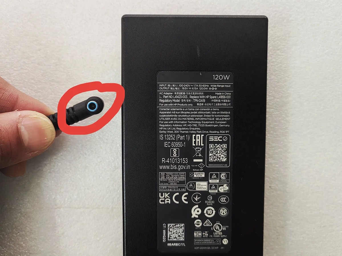 Фото L41423-003 TPN-DA19 SU10473-19001 Для ноутбука HP Omen 17-w047nr 120 Вт 19,5 В 6,15 А L41856-001 OEM 190045 -11 Адаптер переменного тока с синим наконечником №1