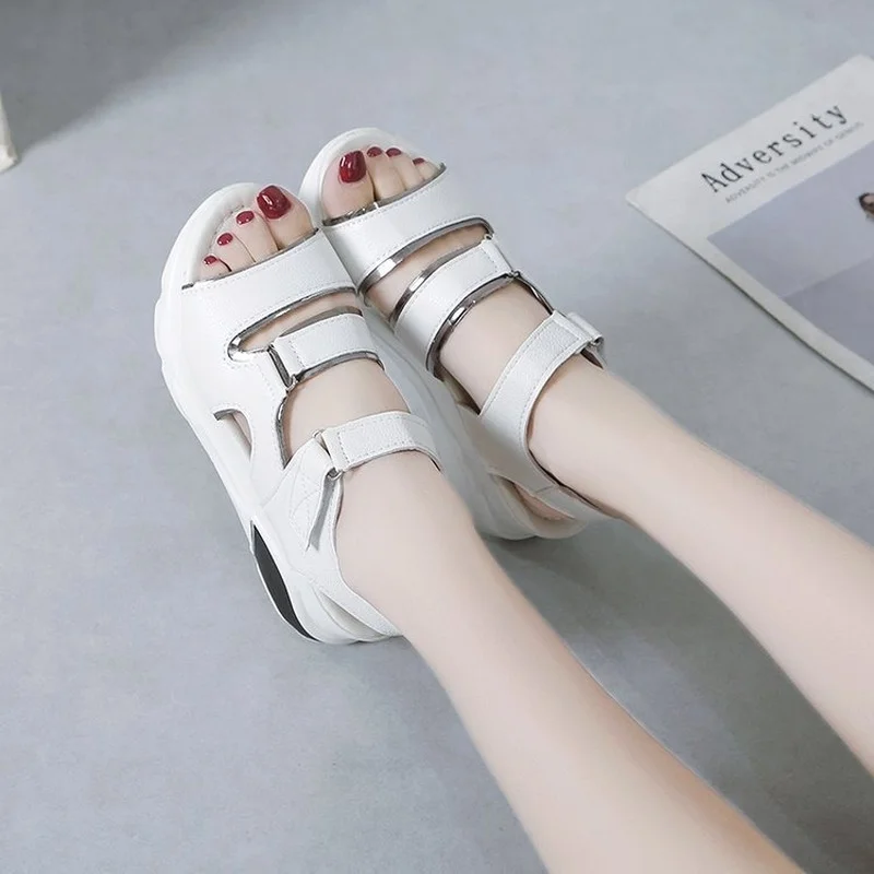 

Новинка 2022, женские спортивные сандалии на танкетке, удобная обувь на платформе, женская летняя Нескользящая износостойкая Повседневная пл...