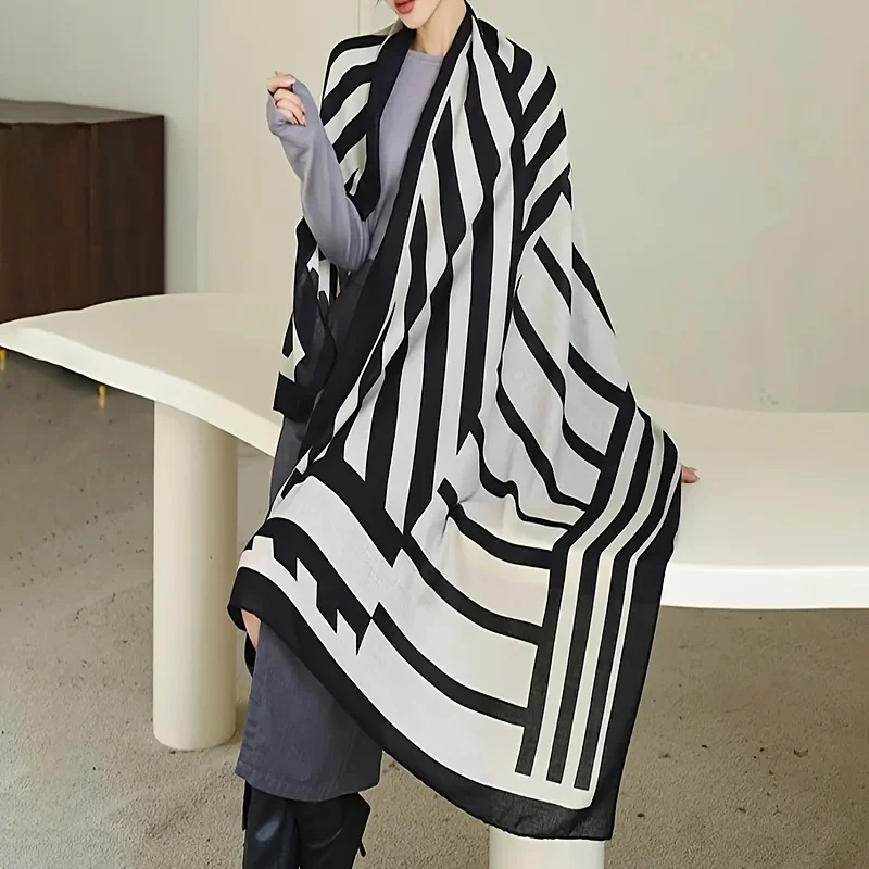 2024 прямая трансляция корейского принта хлопковые и льняные шарфы для тепла весна