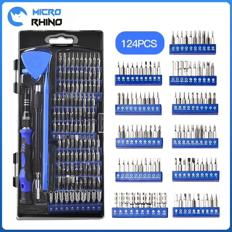 

124 In 1 Screwdriver Set Magnetic Torx Phillips Screw Driver Bits Non-slip Handle for Phone PC Laptop Repair Tools Kit