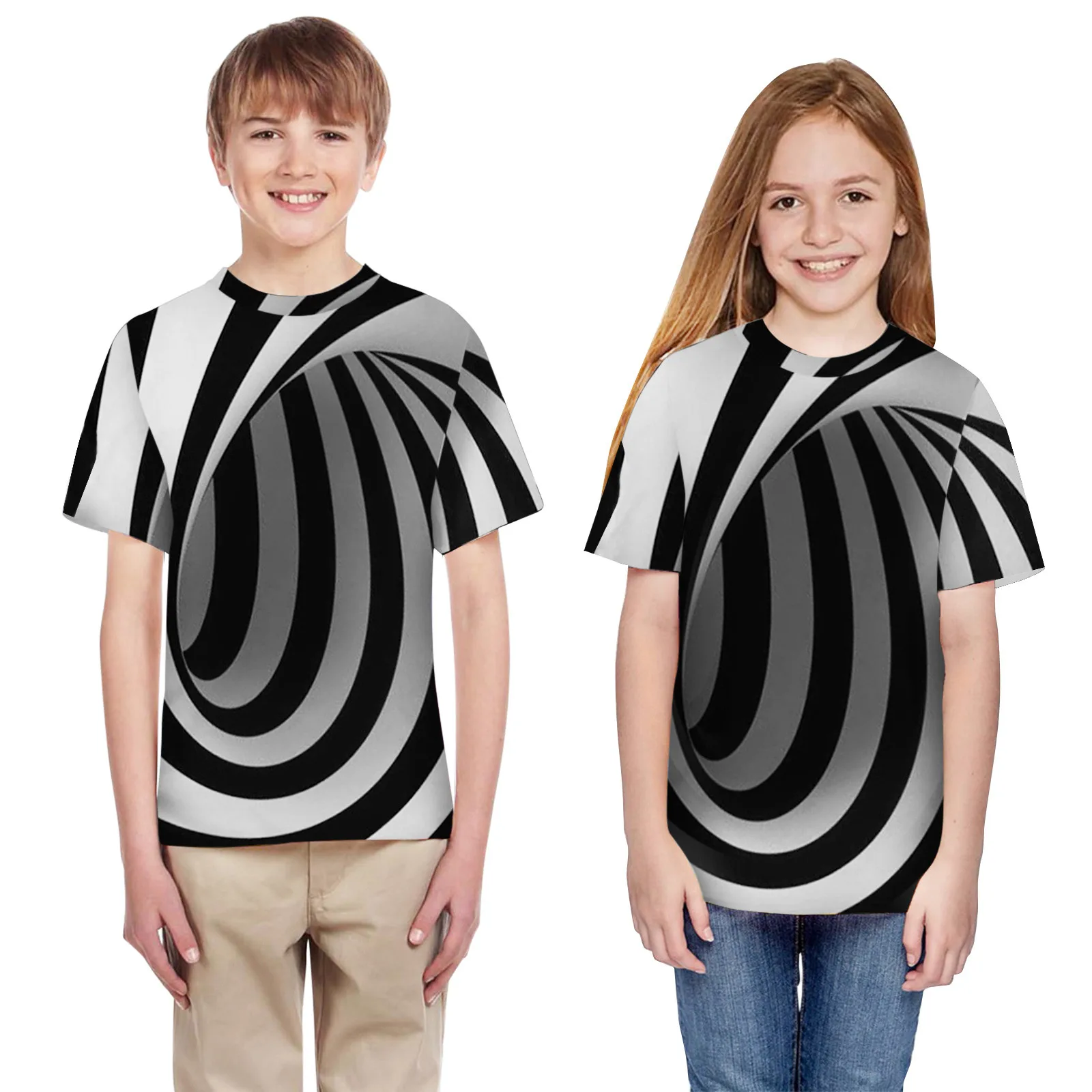 

_ Летняя футболка унисекс, Детская футболка с коротким рукавом для мальчиков и девочек с 3D Цифровым принтом, повседневная одежда для подрост...