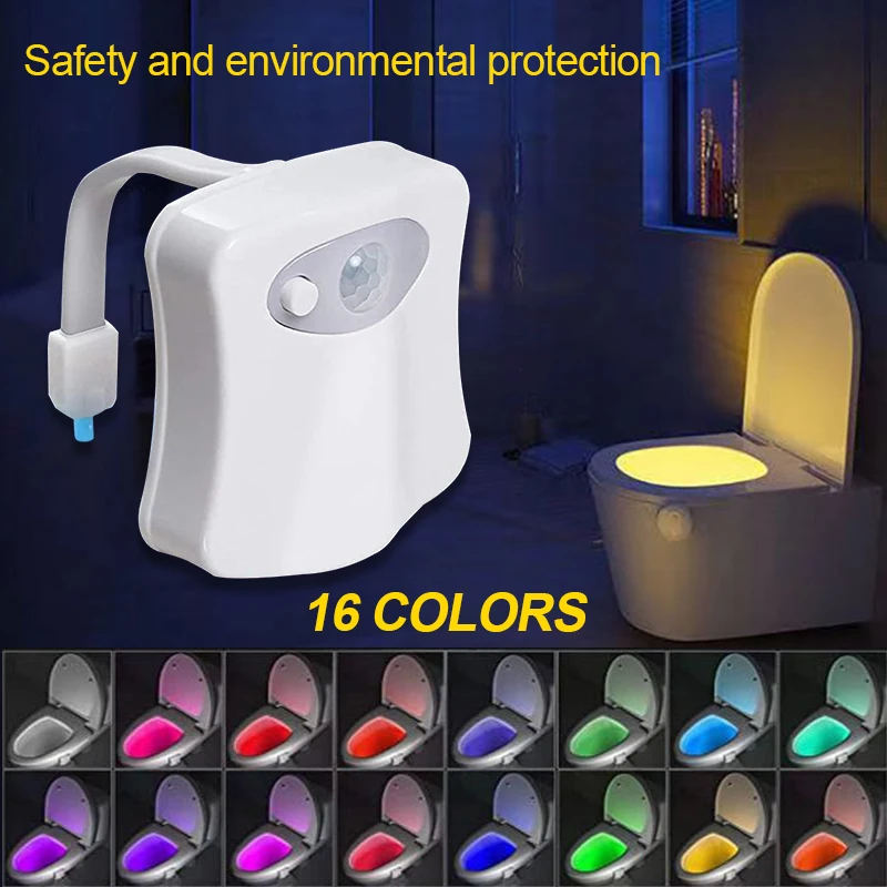 

3*AAA Smart PIR Motion Sensor Toilet Seat Night Light 16 Colors Waterproof Backlight For Toilet Bowl LED Lamp Washroom Lighting