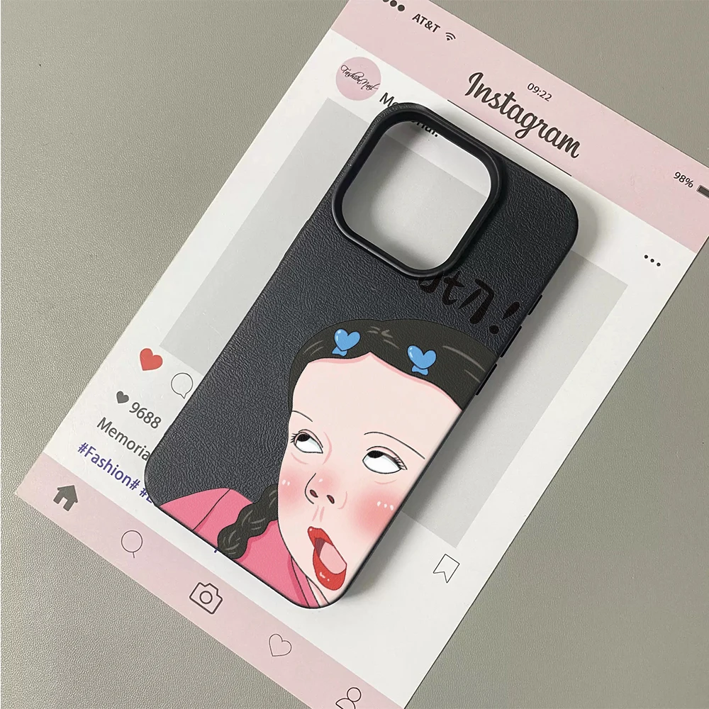 Фото Мягкий чехол для iPhone 11 12 13 14 15 16 17 Pro Max Plus Air с креативным дизайном и забавным изображением милой девушки №3