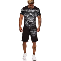 3d men skull summer man gothic graphic t shirt shorts 2 piece outfit punk tracksuits sets jogging suit male clothes sportswear