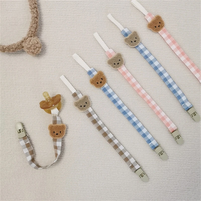 

Cartoon Embroidered Bear Baby Pacifier Clip Nursing Soother Holder Teether Chain Plastic Clip DIY Dummy Nipple Holder Leash