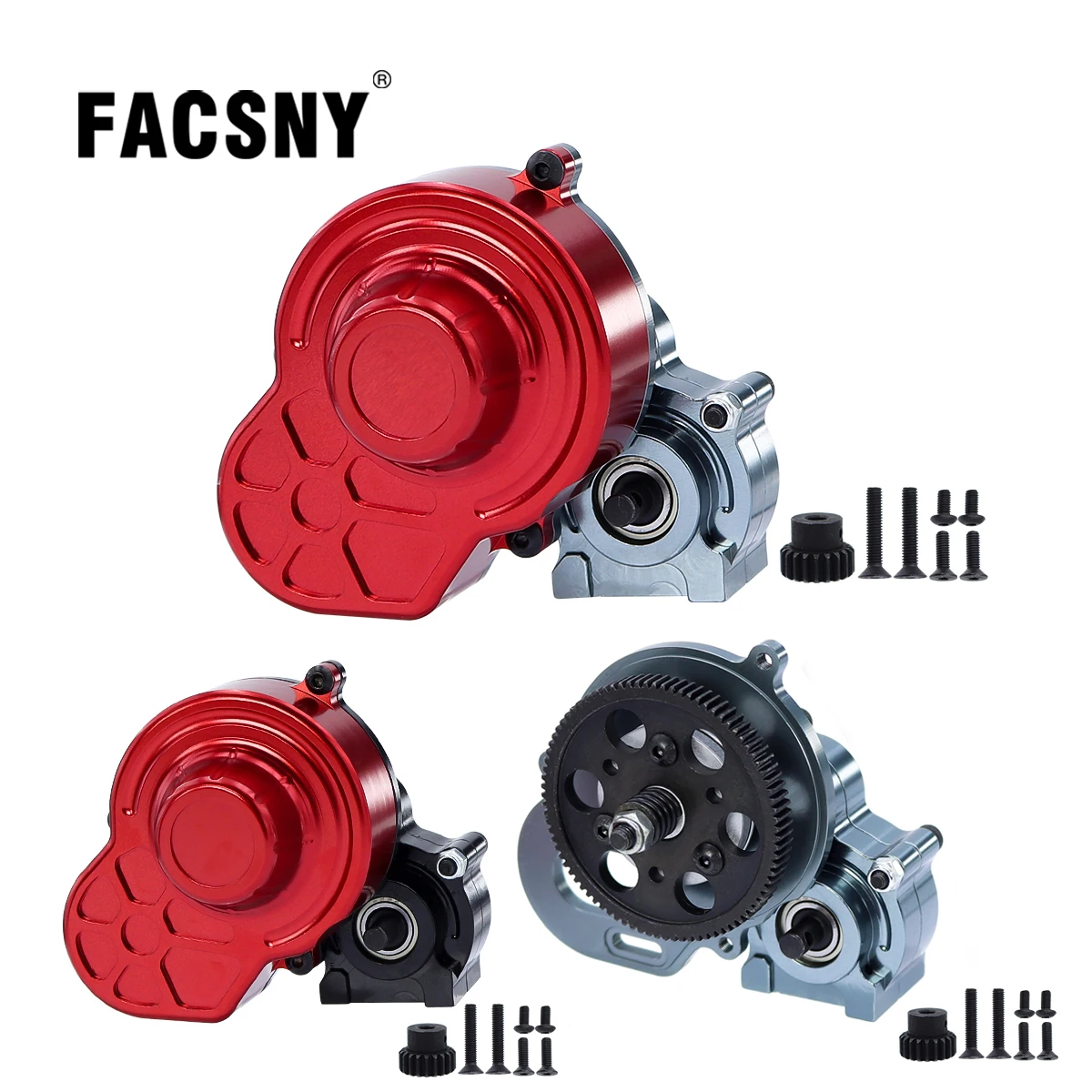 48P All Metal Transmission Gearbox With Motor Gear/Protective Cover For 1/10 RC Rock Crawler SCX10 Truck Upgrade Parts