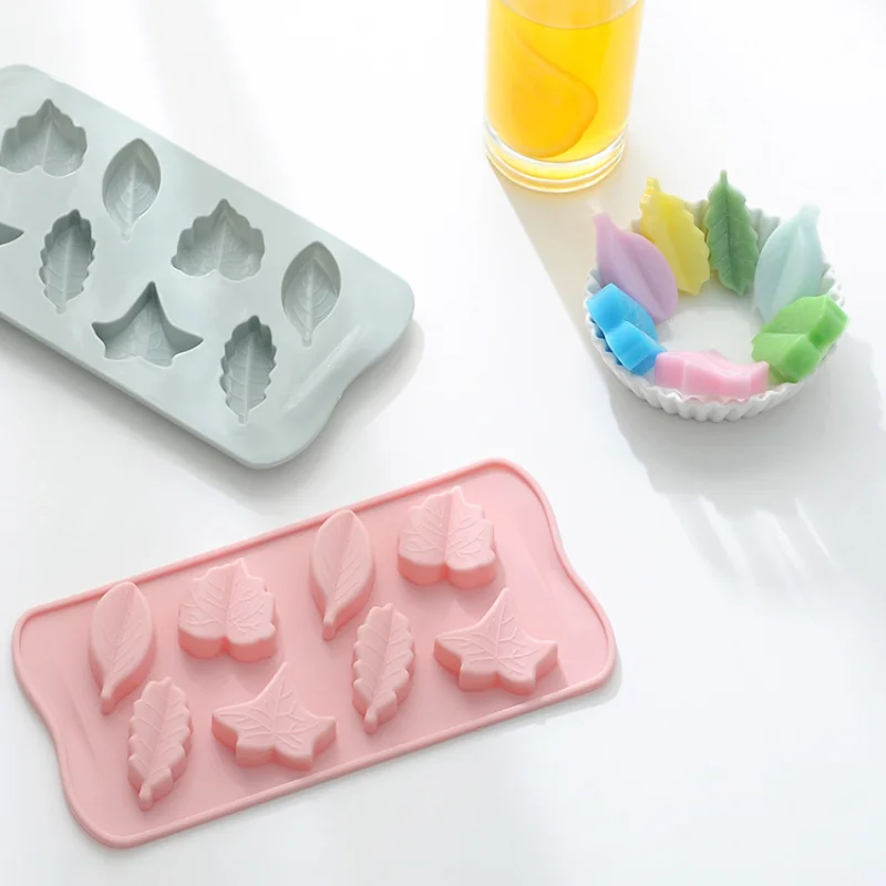 

8 Holes Small Leaves Chocolate Mold DIY Cake Decoration Fondant Mold Pudding Jelly Candy Cutter Household Baking Tool Cake Mold