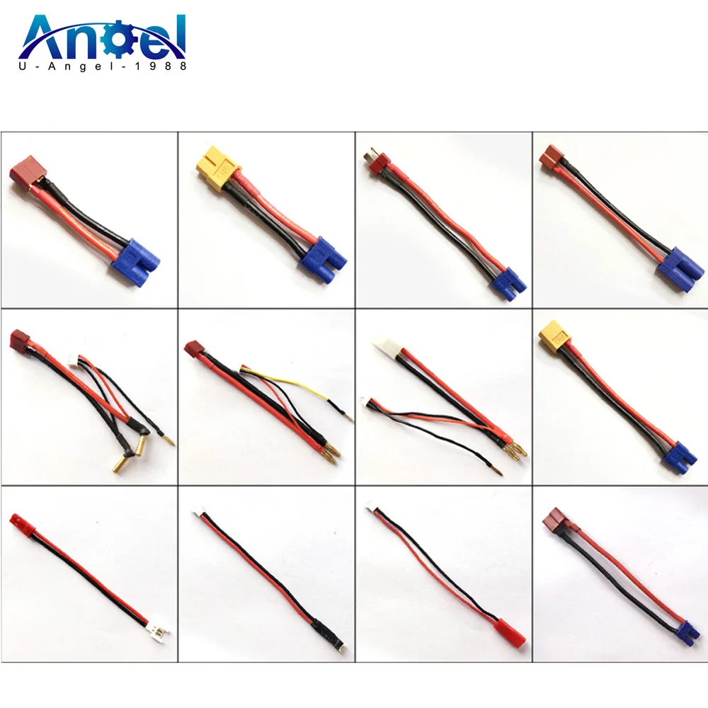 Переходник XT60 EC5 EC3 T Deans 4,0 мм 3,5 мм JST SM Tamiya, штекер-штекер, разъемы 10 12 14 16Awg 10 см для аккумулятора Lipo RC