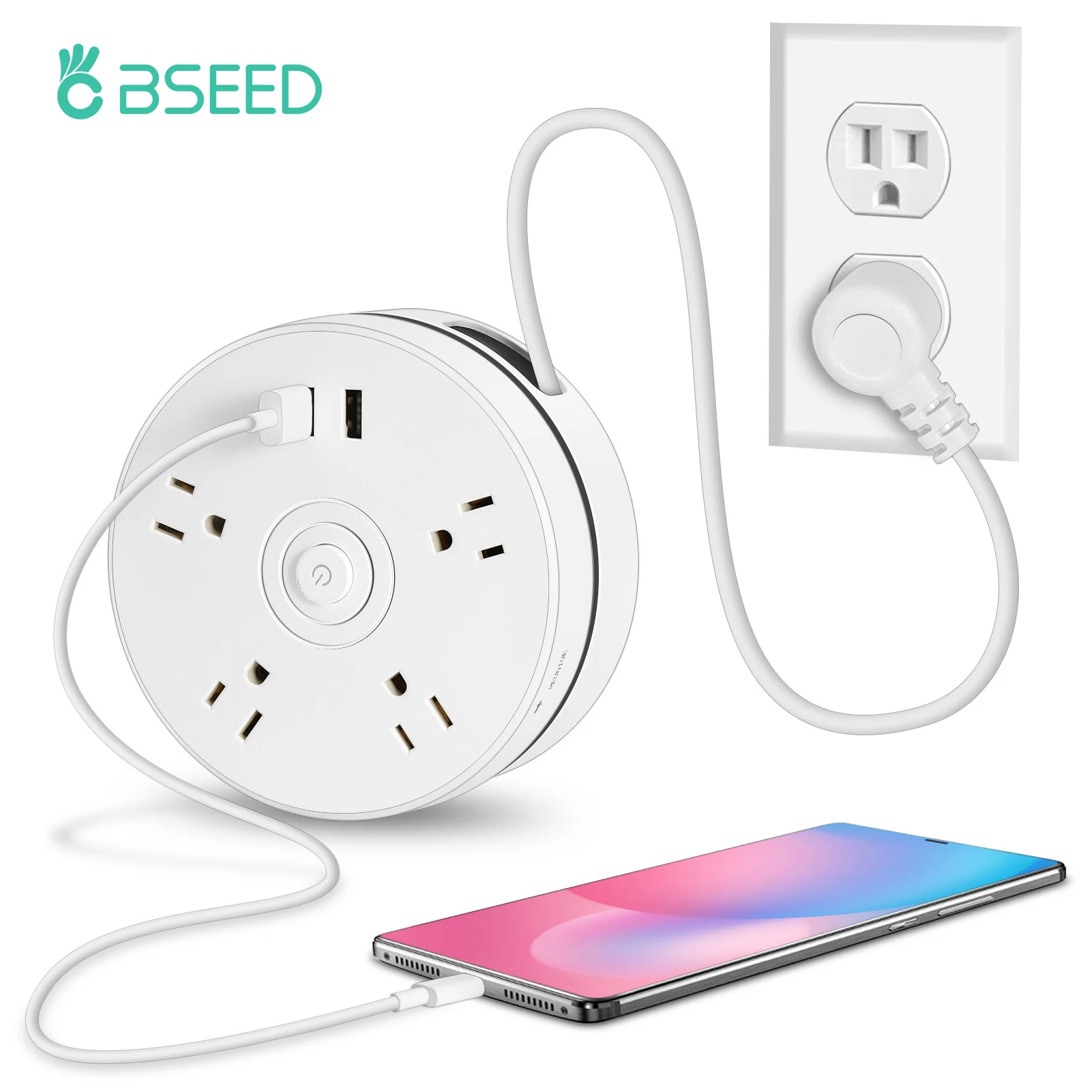 Сетевой удлинитель Bseed с двумя USB-портами круглая удлинительная лента 4