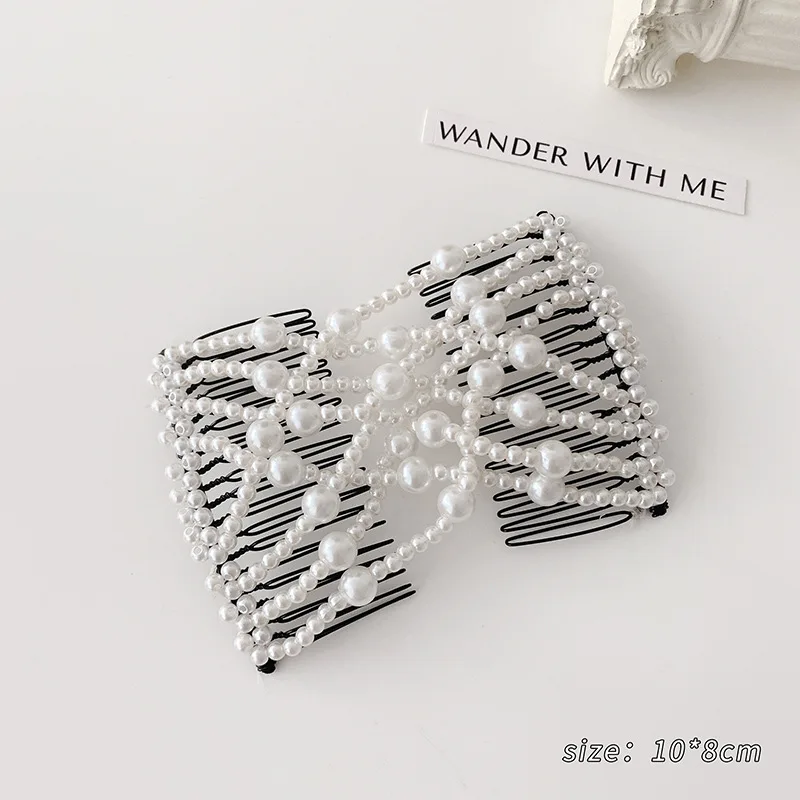 Жемчужная Волшебная вставка для волос расческа стрейчевая Женская эластичная