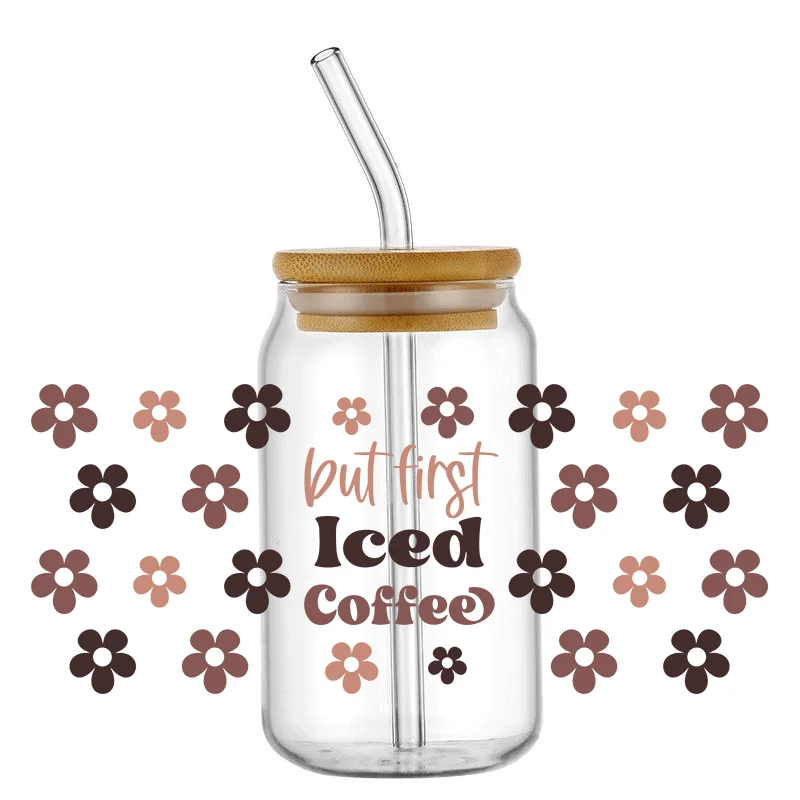 16 унций UV DTF обертки для чашек Переводные красочные кофейные наклейки